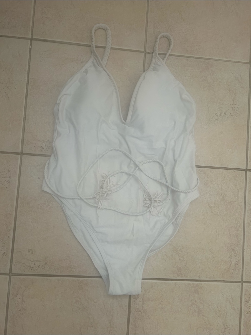 Shade & Shore White One-Piece Swimsuit with Rope Tie